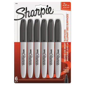 Sharpie® Super Permanent Marker, Fine Bullet Tip, Black, 6-pack freeshipping - TVN Wholesale